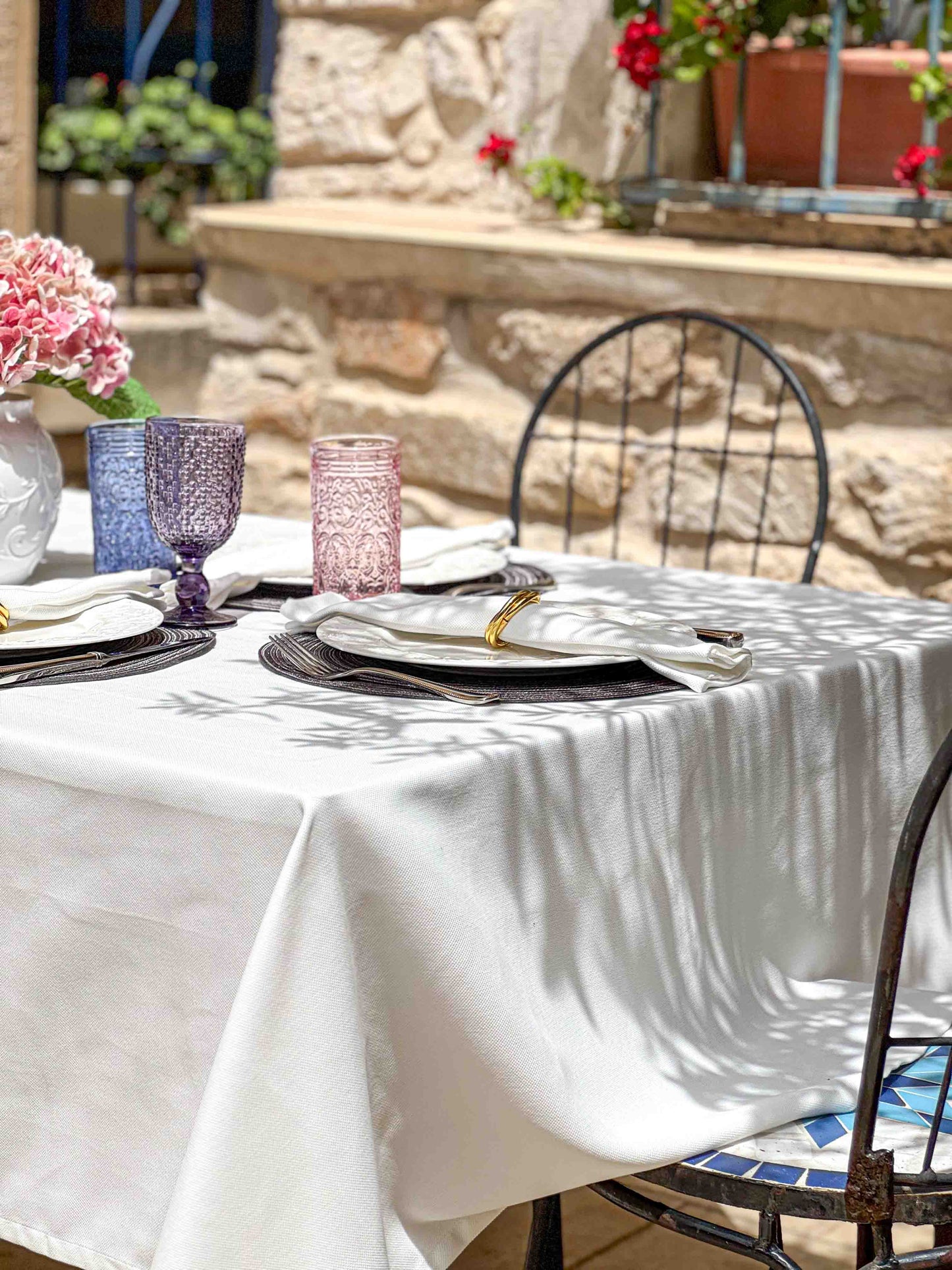 מפת שולחן קלאסית - צבע לבן