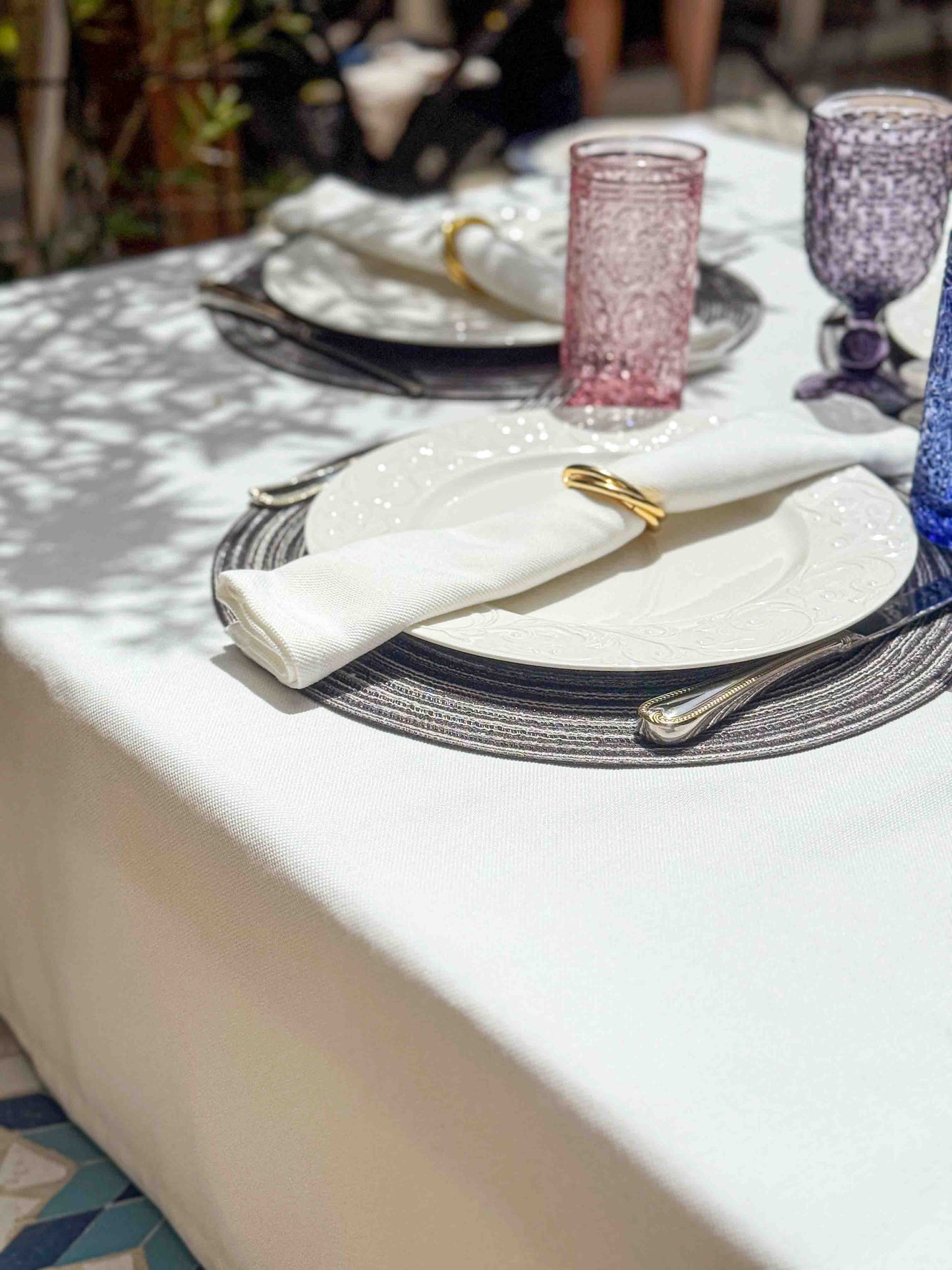 מפת שולחן קלאסית - צבע לבן